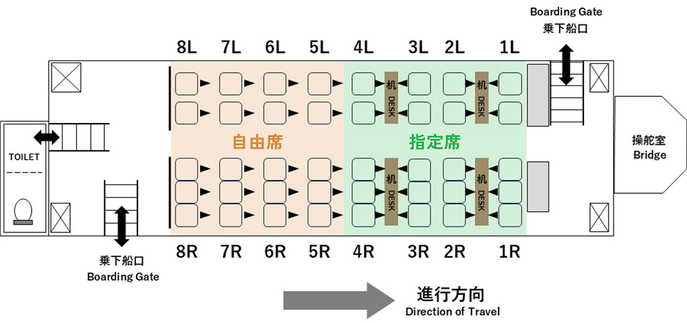 船内、座席の様子